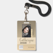 Cream Beige Ombre Logo Barcode ID Foto Vorlage Ausweis (Vorderseite mit Schlüsselband)