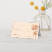 Cream Beige Palm Tree Boho Beach Wedding Table Platzkarte (Vorderseite)
