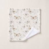 Cream Beige Sand Butterflies Badhandtuch Set (Waschlappen)