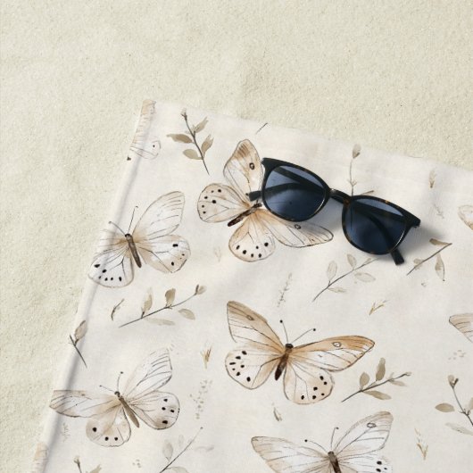 Cream Beige Sand Butterflies Strandtuch (Beispiel)