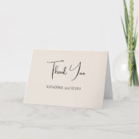 Cream Beige Simple Wedding Dankeschön Karte