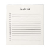 Cream Beige To Do List Minimalist Teacher Simple Notizblock (Vorderseite)