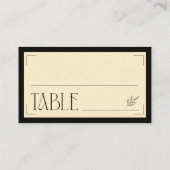 Cream Black Art Deco Sophisticated Botanical  Platzkarte (Rückseite)