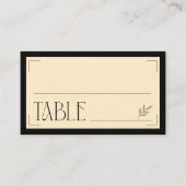Cream Black Art Deco Sophisticated Botanical  Platzkarte (Vorderseite)