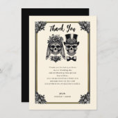 Cream Black & Gold Vintag Skelett Vielen Dank Einladung (Vorne/Hinten)
