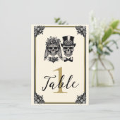 Cream Black & Gold Vintag Skelettheirat Einladung (Stehend Vorderseite)