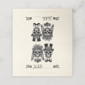 Cream Black & Gold Vintag Skelettheirat Platzkarte (Außenseite Aufgefaltet)