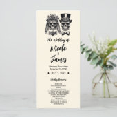 Cream Black & Gold Vintag Skelettheirat Programm (Stehend Vorderseite)