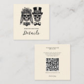 Cream Black & Gold Vintag Skelettheirat Quadratische Visitenkarte (Vorne/Hinten)