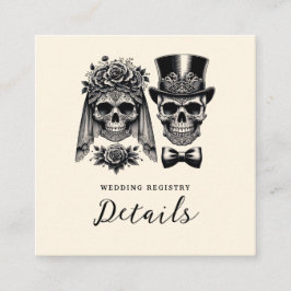 Cream Black & Gold Vintag Skelettheirat Quadratische Visitenkarte