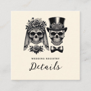 Cream Black & Gold Vintag Skelettheirat Quadratische Visitenkarte