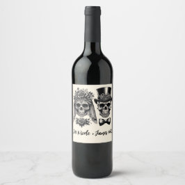 Cream Black & Gold Vintag Skelettheirat Weinetikett