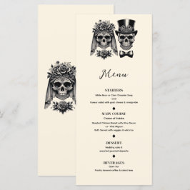 Cream Black & Gold Vintag Skeletts Hochzeitsmenü Menükarte