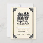 Cream Black & Gold Vintag Skeletts Hochzeitsraison Einladung (Vorderseite)