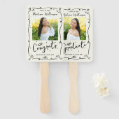 Cream Black Hand Drawn Doodle Graduation 2 Photo Fächer (Vorne und Hinten)