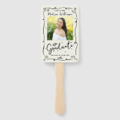 Cream Black Hand Drawn Doodle Graduation 2 Photo Fächer (Rückseite)