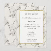 Cream Black Herbstblumen Geburtstag   Einladung (Vorne/Hinten)