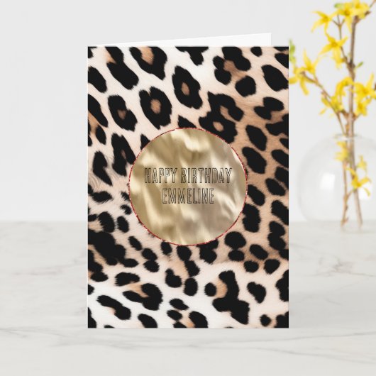 Cream Black Leopard Karte (Gelbe Blume)