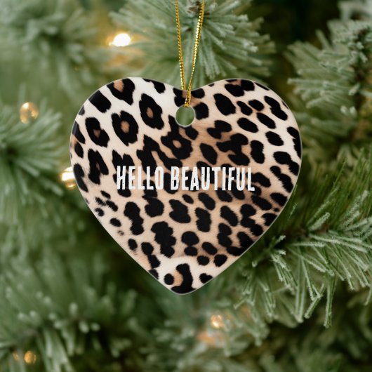 Cream Black Leopard Keramik Ornament (Baum)