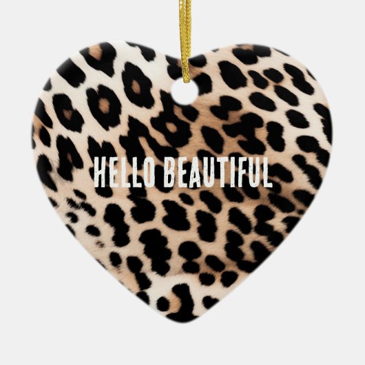 Cream Black Leopard Keramik Ornament (Vorne)