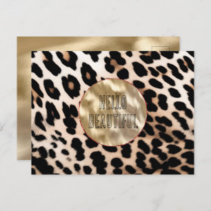 Cream Black Leopard Postkarte