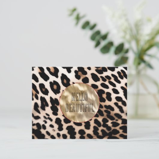Cream Black Leopard Postkarte (Stehend Vorderseite)