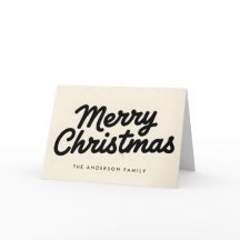 Cream & Black Vintage Script Merry Christmas