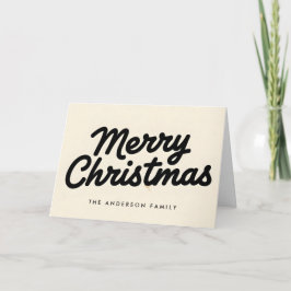 Cream & Black Vintage Script Merry Christmas Feiertagskarte