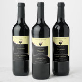 Cream Black Wavy Rose Gold Hearts Produktkennzeich Weinetikett (Flaschen)