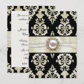 Cream & Black Wedding Probe Dinner Einladung (Vorne/Hinten)