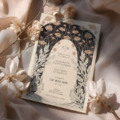 Cream & Black Wedding Vintage Jugendstil-Flora Einladung