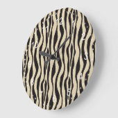 Cream Black Zebra Print Große Wanduhr (Winkel)