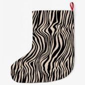 Cream Black Zebra Print Großer Weihnachtsstrumpf (Rückseite)