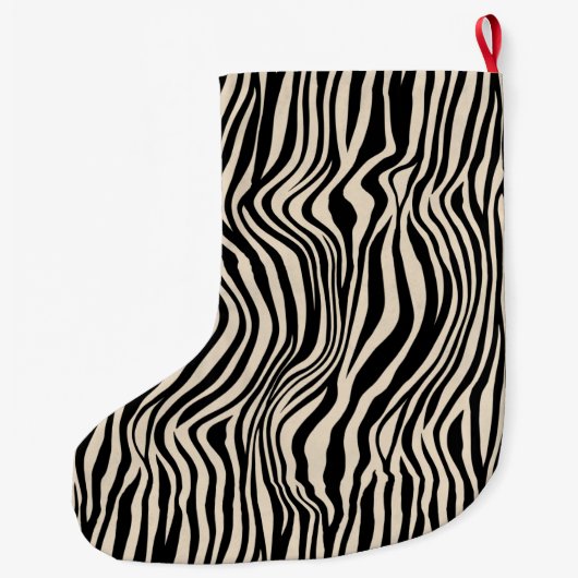 Cream Black Zebra Print Großer Weihnachtsstrumpf (Rückseite)