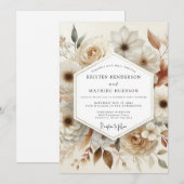 Cream Bloom Romance Hochzeit Einladung (Vorne/Hinten)