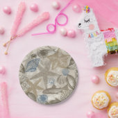 Cream Blue Beach Muscheln Pappteller (Party)