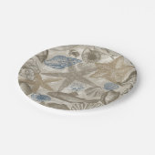 Cream Blue Beach Muscheln Pappteller (Schrägansicht)
