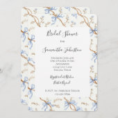 Cream Blue Bows Einladung (Vorne/Hinten)