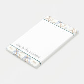 Cream Blue Bows Floral Post-it Klebezettel (angewinkelt)