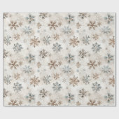 Cream Blue Brown Snowflakes Christmas Geschenkpapier (Flach)