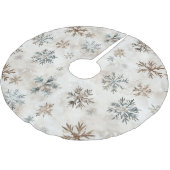 Cream Blue Brown Snowflakes Christmas Polyester Weihnachtsbaumdecke (Schrägansicht)