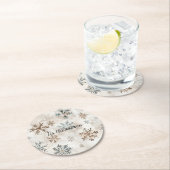 Cream Blue Brown Snowflakes Christmas Runder Pappuntersetzer (Vor Ort)