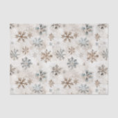 Cream Blue Brown Snowflakes Christmas Seidenpapier (Vorderseite)