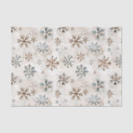 Cream Blue Brown Snowflakes Christmas Seidenpapier