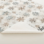 Cream Blue Brown Snowflakes Christmas Sherpadecke (3/4)