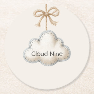 Cream Blue Cloud Nine Baby-Party Runder Pappuntersetzer
