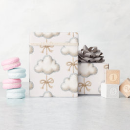 Cream Blue Cloud Nine Babyparty Geschenkpapier