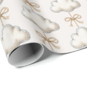 Cream Blue Cloud Nine Babyparty Geschenkpapier (Rolleneckpunkt)