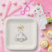 Cream Blue Cloud Nine Babyparty Pappteller (Party)