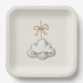 Cream Blue Cloud Nine Babyparty Pappteller (Vorderseite)
